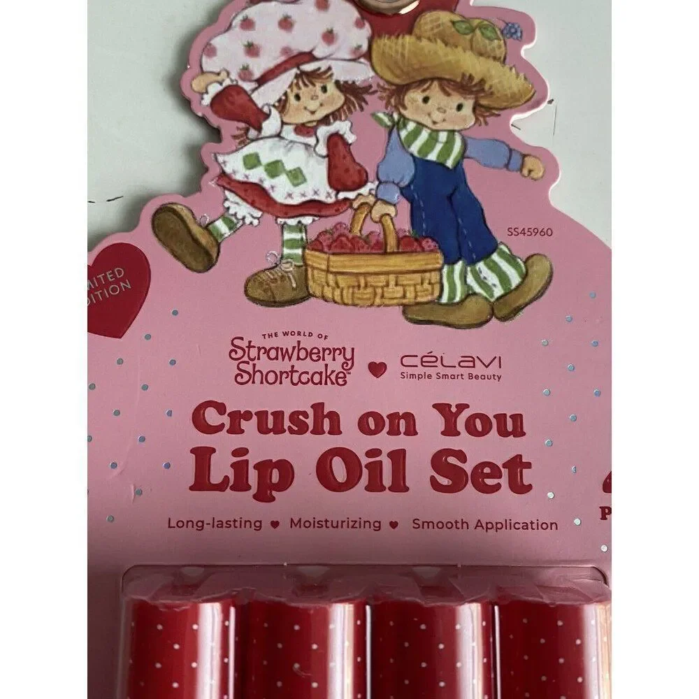 4 Pk Celavi Strawberry Shortcake Scented Tinted Lip Oils Crush On You Valentines